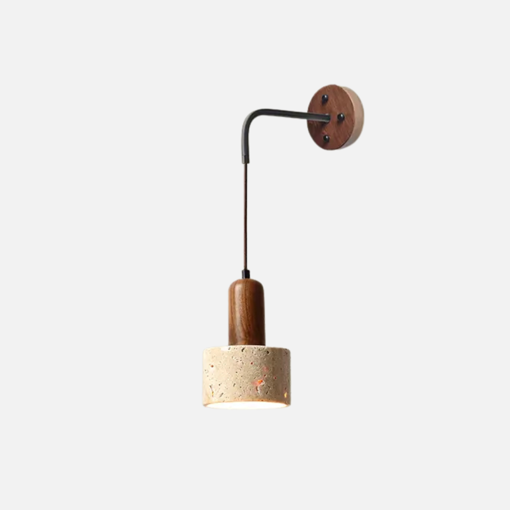 Strov wall lamp modern stone wood steel design